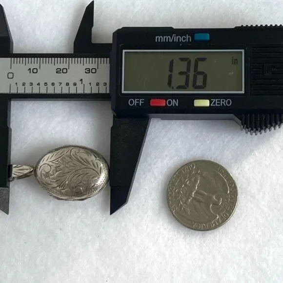 VTG Sterling Silver 925 Oval Etched Photo Locket Pendant Necklace 18" Box Chain - Picture 13 of 16